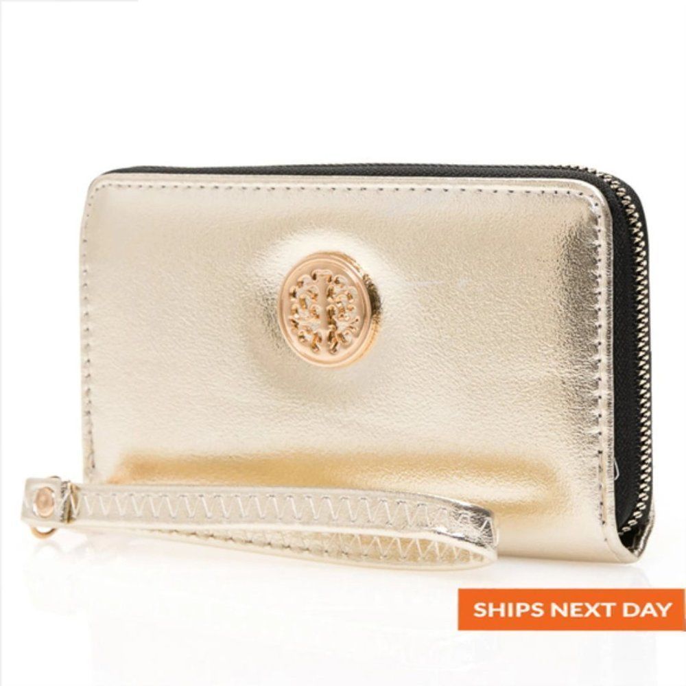 COPY - Metal Detail Meatlic Leather Medium Size Wallet